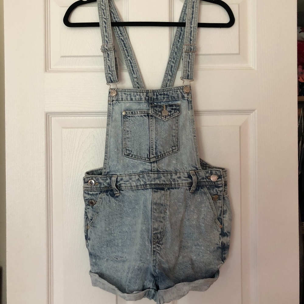 Bershka Denim Acid Wash Shortalls